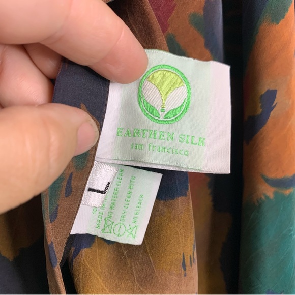 Earthen Stunning Wearable Art 100% Mud Silk Multicolor Pullover Tunic Top Size L - Picture 12 of 16